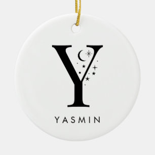 Monogram Y Celestial Name  Ceramic Ornament