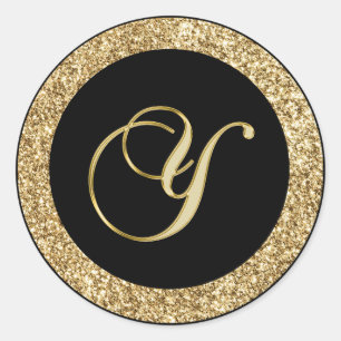Monogram Y gold script Classic Round Sticker