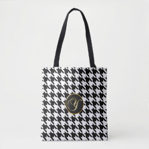 Monogram Y Hounds tooth tote bag