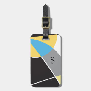 Monogram Yellow Blue Black abstract shape art Luggage Tag