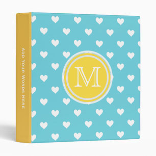 Monogram: Yellow Blue White Heart Binder