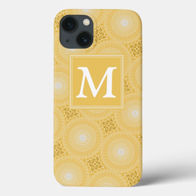 Monogram yellow circles pattern Case-Mate iPhone c Case-Mate iPhone Case (Back)