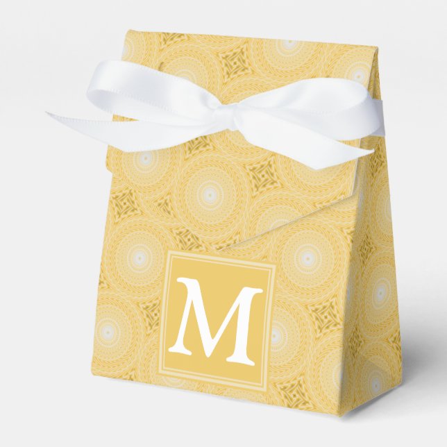 Monogram yellow circles pattern favor box (Front Side)