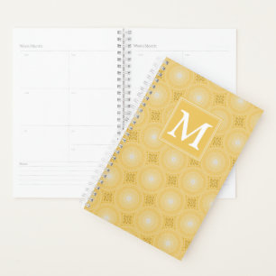 Monogram yellow circles pattern planner