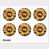 Monogram Yellow Daisy Gerbera Aster Elegant Flower Classic Round Sticker (Sheet)