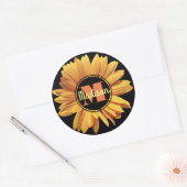 Monogram Yellow Daisy Gerbera Aster Elegant Flower Classic Round Sticker (Envelope)