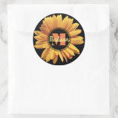 Monogram Yellow Daisy Gerbera Aster Elegant Flower Classic Round Sticker (Bag)