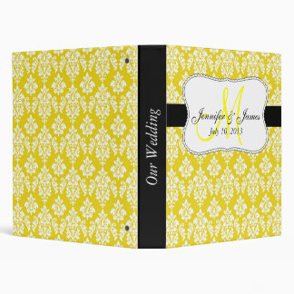 Monogram Yellow Damask Wedding Planner Binders