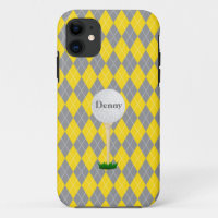 Monogram Yellow Grey White Argyle iPhone 5 Case
