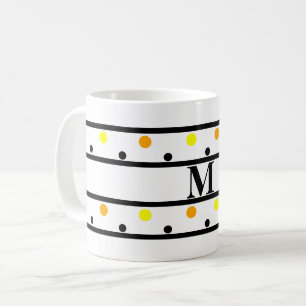 Monogram Yellow Orange Polka Dots Coffee Mug