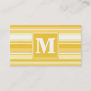 Monogram yellow stripes business card