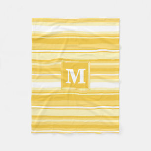 Monogram yellow stripes fleece blanket