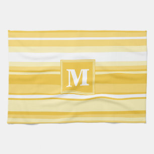 Monogram yellow stripes kitchen towel