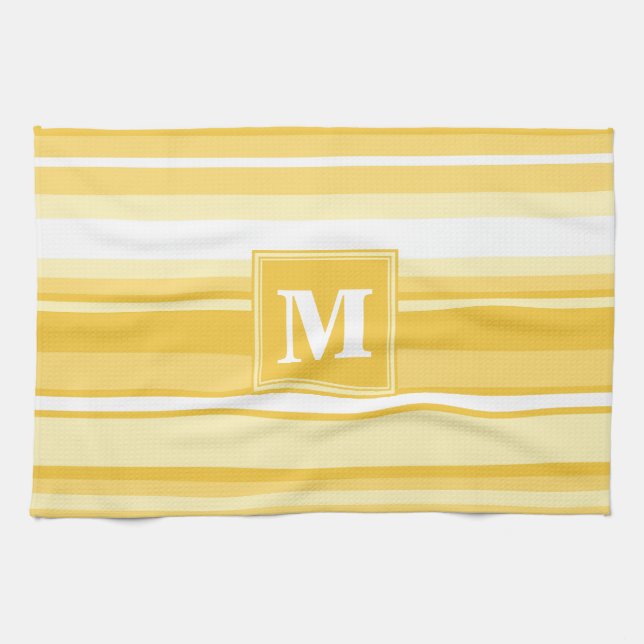 Monogram yellow stripes kitchen towel (Horizontal)