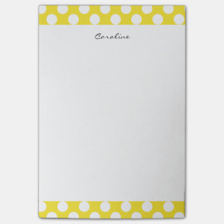 Monogram Yellow White Trendy Fun Polka Dot Pattern Post-it Notes