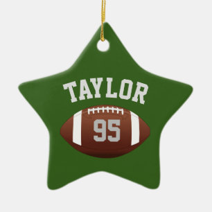Monogram Your Football player Name and Number Ceramic Ornament