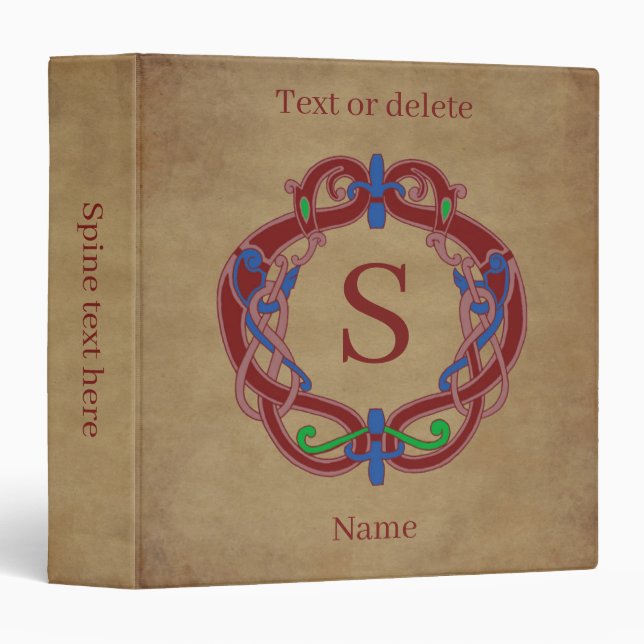 Monogram Your Initial Celtic Design Personalized Binder (Front/Spine)