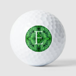 Monogram Your Initial Green Ferns Personalized Golf Balls