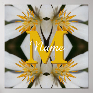 Monogram Your Initial Name Floral Personalized Poster