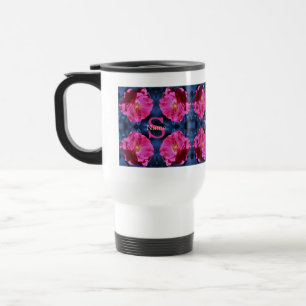 Monogram Your Initial Name Rose Art Custom Travel Mug