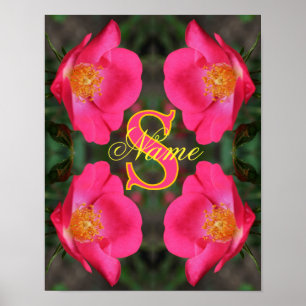 Monogram Your Initial Name Rose Art Personalized Poster