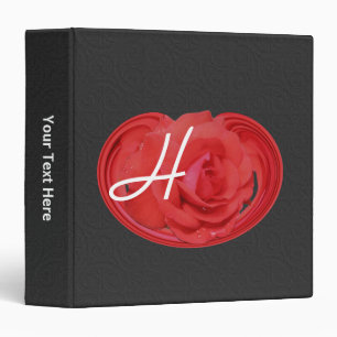 Monogram Your Initial Red Rose Personalized Binder