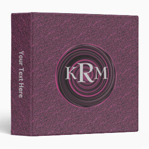 Monogram Your Initials Plum Swirls Personalized Binder