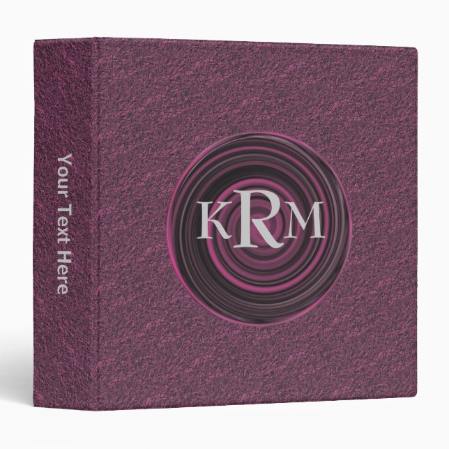 Monogram Your Initials Plum Swirls Personalized Binder (Front/Spine)