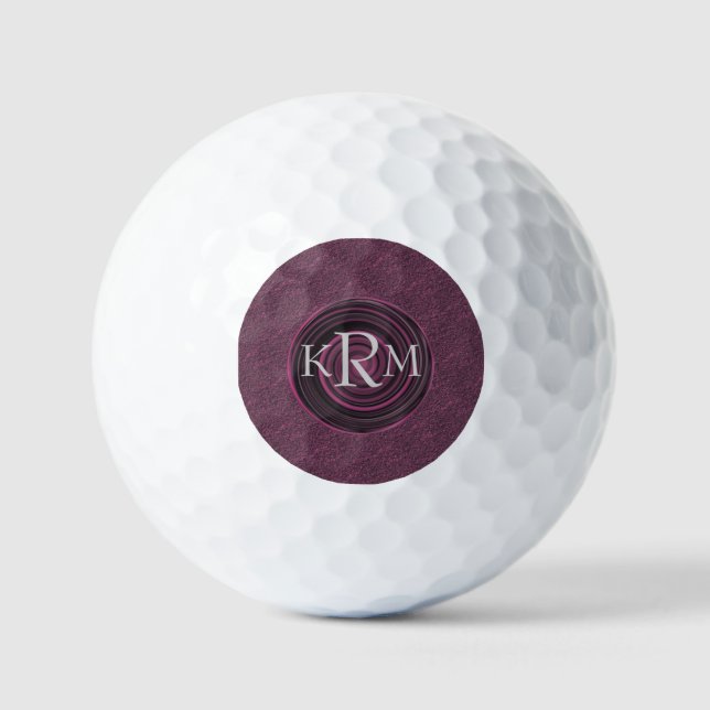 Monogram Your Initials Plum Swirls Personalized Golf Balls (Front)