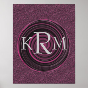 Monogram Your Initials Plum Swirls Personalized Poster