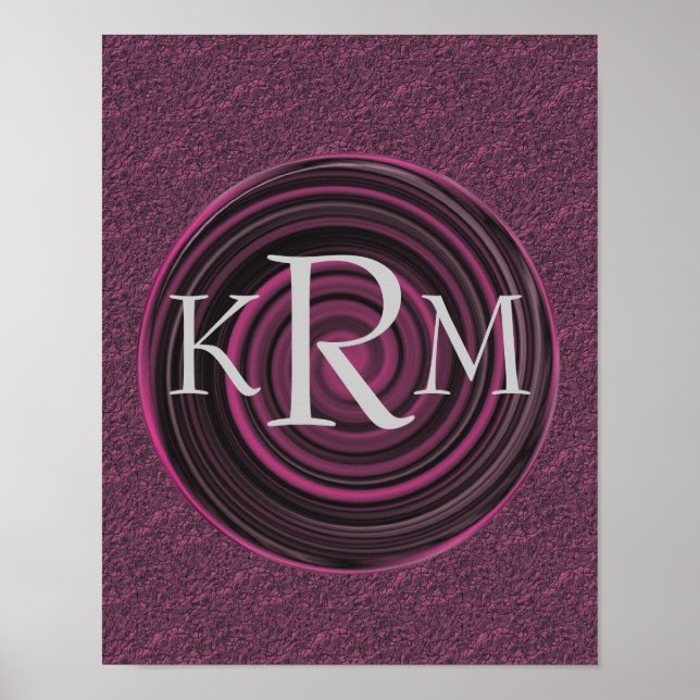 Monogram Your Initials Plum Swirls Personalized Poster (Front)