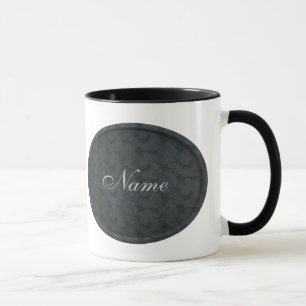 Monogram Your Name Black Floral Personalized Mug