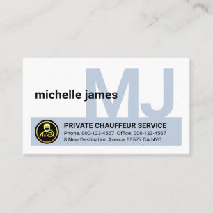 Monogram Your Name Chauffeur Business Card