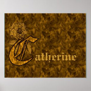 Monogram Your Name Initial C Gold Peony Poster