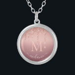 Monogram Your Name Rose Gold Blush Glitter Sparkle Silver Plated Necklace<br><div class="desc">Necklaces with Monogram Name Text Rose Gold Blush Glitter Sparkle Personalized Anniversary - Party or Wedding Gift / Supplies - Add Your Letter / Name - Text or Remove - Make Your Special Necklace Gift - Resize and move or remove and add text / elements with Customization tool. Choose fonts...</div>