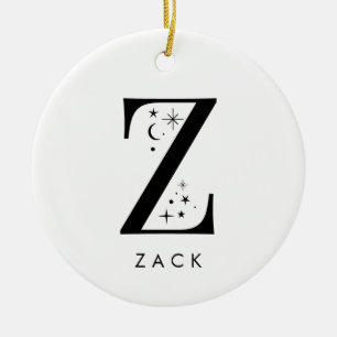 Monogram Z Celestial Name  Ceramic Ornament