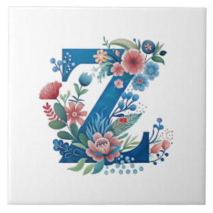 Monogram 'Z' decorative floral design Tile