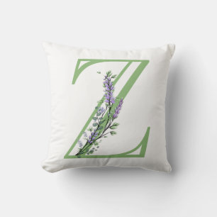 Monogram Z Lavender Eucalyptus Throw Pillow