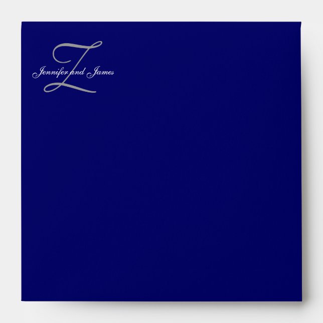 Monogram Z Navy Wedding Invitation Envelopes (Front)