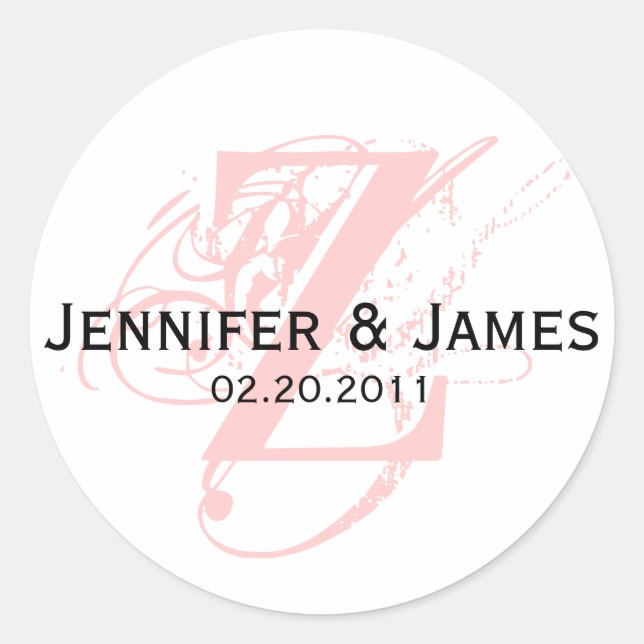 Monogram Z Save the Date Wedding Sticker (Front)