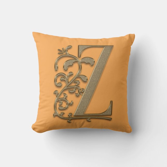 Monogram Z Sweet Melon Colour, Graduation Birthday Throw Pillow (Front)