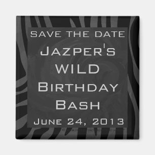 Monogram Zebra Black and Grey Magnet