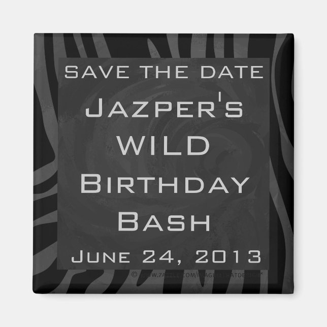 Monogram Zebra Black and Grey Magnet (Front)