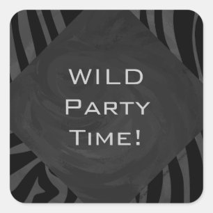 Monogram Zebra Black and Grey Square Sticker