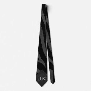Monogram Zebra Black and Grey Tie