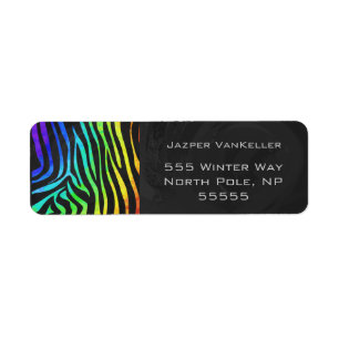 Monogram Zebra Black and Rainbow Print