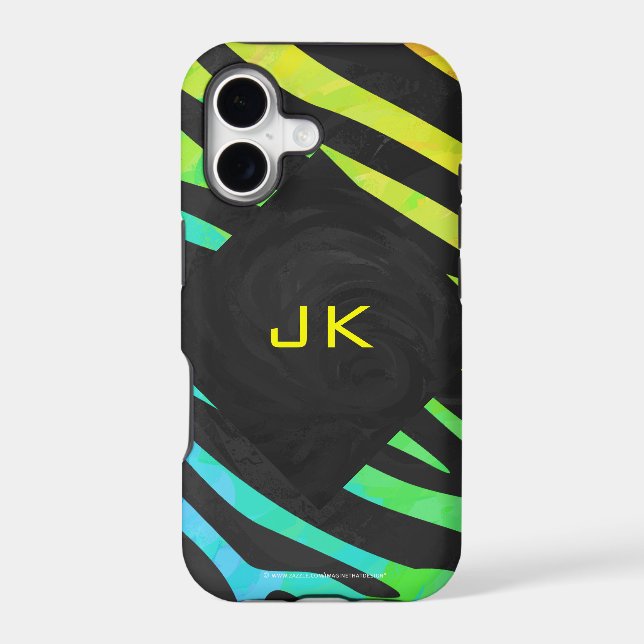Monogram Zebra Black and Rainbow Print (Back)
