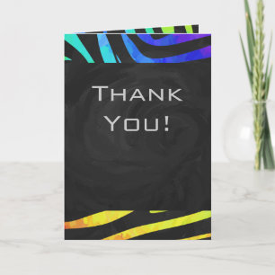 Monogram Zebra Black and Rainbow Print Card