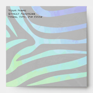 Monogram Zebra Black and Rainbow Print Envelope