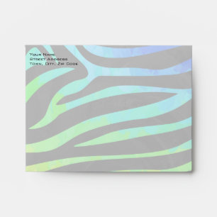 Monogram Zebra Black and Rainbow Print Envelope